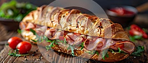 Concept Food Photography, Minimalist Design, Delightful Deli Sandwich Symphony in Minimalist Style