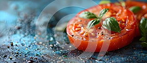 Concept Food Photography, Tomato Art, Fresh Sliced Tomato Symphony A Visual Ode to Freshness