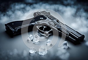 concept of freezing shot of a gun