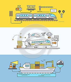 Concept of Freight Forwarding Rail by Sea and Air