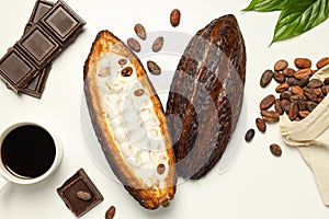 Concept of fresh and aromatic food - cacao beans