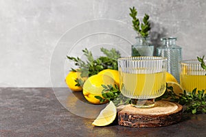 Concept of fresh summer drink - Limoncello cocktail