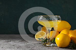 Concept of fresh summer drink - Limoncello cocktail