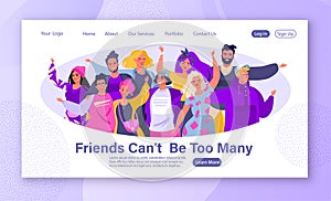 Concept of friendship, moral and mutual support, for web, landing pages.