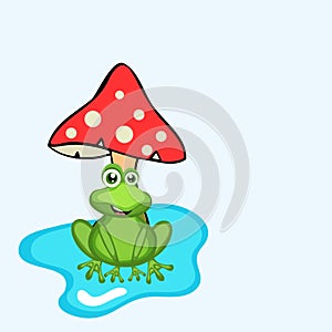 Concept of frog under mushroom.