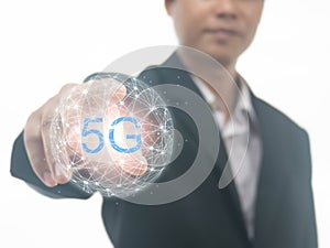 Concept of future technology 5G network wireless network that will control everything through electronic devices or have a short