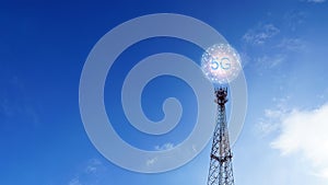 Concept of future technology 5G network wireless network that will control everything through electronic devices or have a short