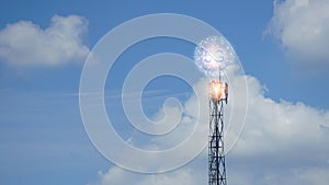 Concept of future technology 5G network wireless network that will control everything through electronic devices or have a short