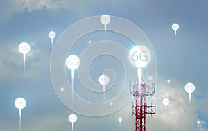 Concept of future technology 6G network wireless network that will control everything through electronic devices