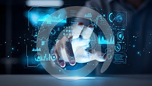 Futuristic Human Interaction With Advanced Digital Data Interface and Hologram Technology