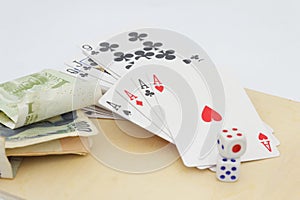 Concept of gambling,addiction and betting. Isolated white background