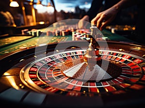 The concept of games of chance. Online casino gaming : roulette, cards, betting, chips, dice a world of chance and