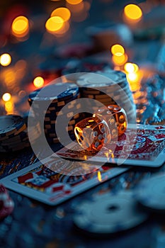 The concept of games of chance. Online casino gaming : roulette, cards, betting, chips, dice a world of chance and