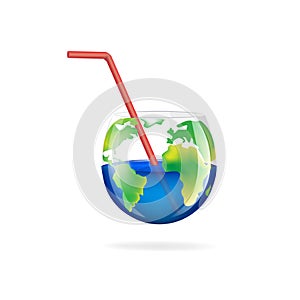 Concept glass planet isolated on a white background square vector illustration