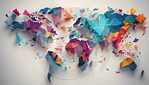 concept of global business expansion, with abstract world map fragments