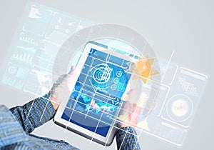 Concept of global connection and interaction interface on notebook display