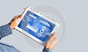 Concept of global connection and interaction interface on notebook display