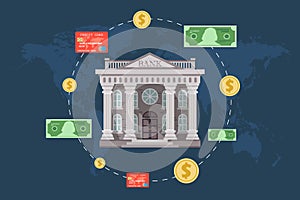 Concept of global foreign exchange market, banking system, banking trade, banking concept.