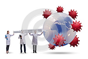 Concept of gloval vaccination against covid-19 coronavirus