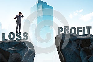 Concept of going from loss to profit with businessman