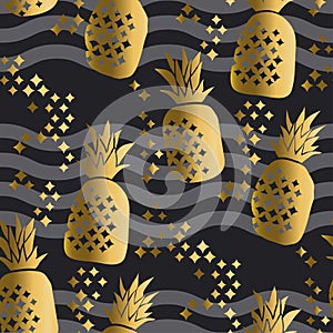 Concept gold luxury pineapple seamless pattern