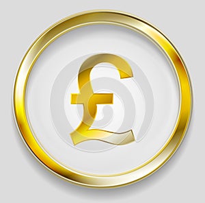 Concept golden pound symbol logo button