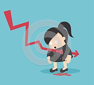 Concept graph stock falls or illustrations for Business woman de