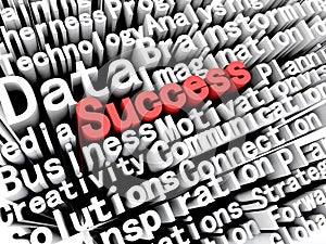 Concept graphic depicting business and success written in red
