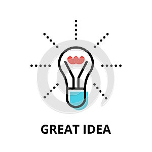Concept of Great Idea icon, modern flat thin line design vector illustration