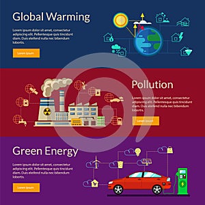 The concept of green energy, global warming, pollution