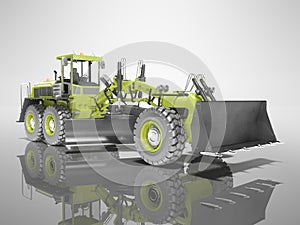 Concept green grader 3d render on gray background with shadow