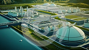 Concept Of Green Hydrogen Factory: Production Of Hydrogen Using Renewable Energy Sources For Sustainable And Eco photo