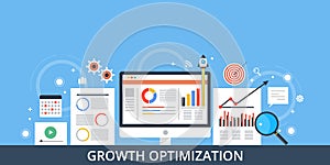 Concept of growth optimization - Flat design banner.