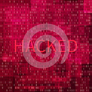 Concept of Hacking. Banner with Ddos-attack. Spam and Computer Virus Concept. Binary code digital technology background. Vector