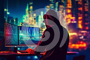 Concept of hacking cybersecurity, cybercrime, cyberattack.AI generated