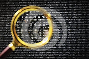 Concept of hacking or programming code bug search