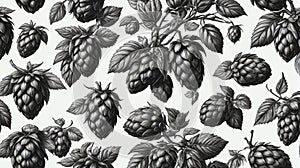 Hand-Drawn Hops Collection With Vintage Engraving Style. Generative AI