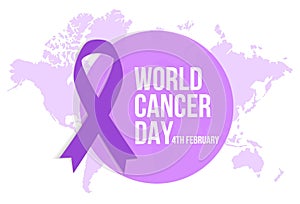 Concept of happy world cancer day in a circle