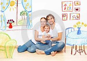 Concept : happy young family in new apartment dream and plan in