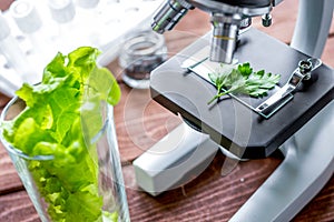 Concept healthy food inspection herbs in laboratory