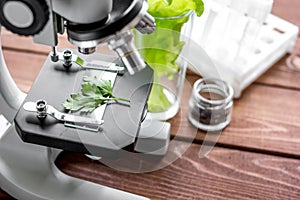 Concept healthy food inspection herbs in laboratory