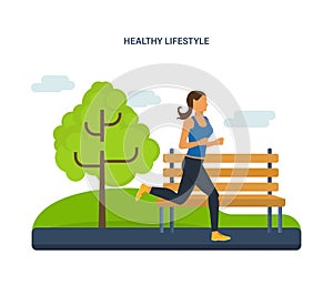Concept - a healthy lifestyle, athletics, jogging on the street