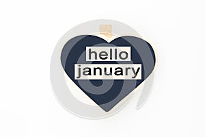 Concept hello january message on wood boards.
