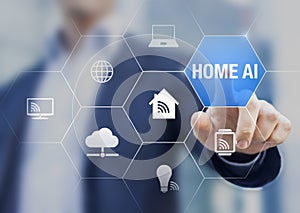 Concept about home ai, artificial intelligence assistant commanded by voice
