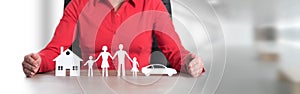 Concept of home, family and car insurance