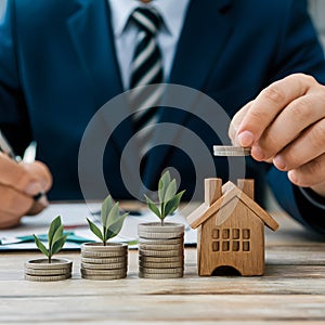 Concept for homebuyers with rising interest rates, investment growth photo