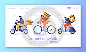 Concept of homepage for web site on delivery service theme