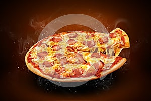 Promocional volantes a póster pizzerías excelente gusto una hoja circular grande de masa ligera queso a copiar espacio 