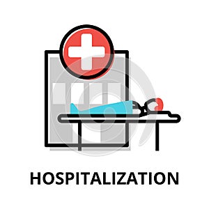 Concept of Hospitalization icon, modern flat editable line design vector illustration