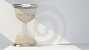 Concept hourglass with text poorness and richness